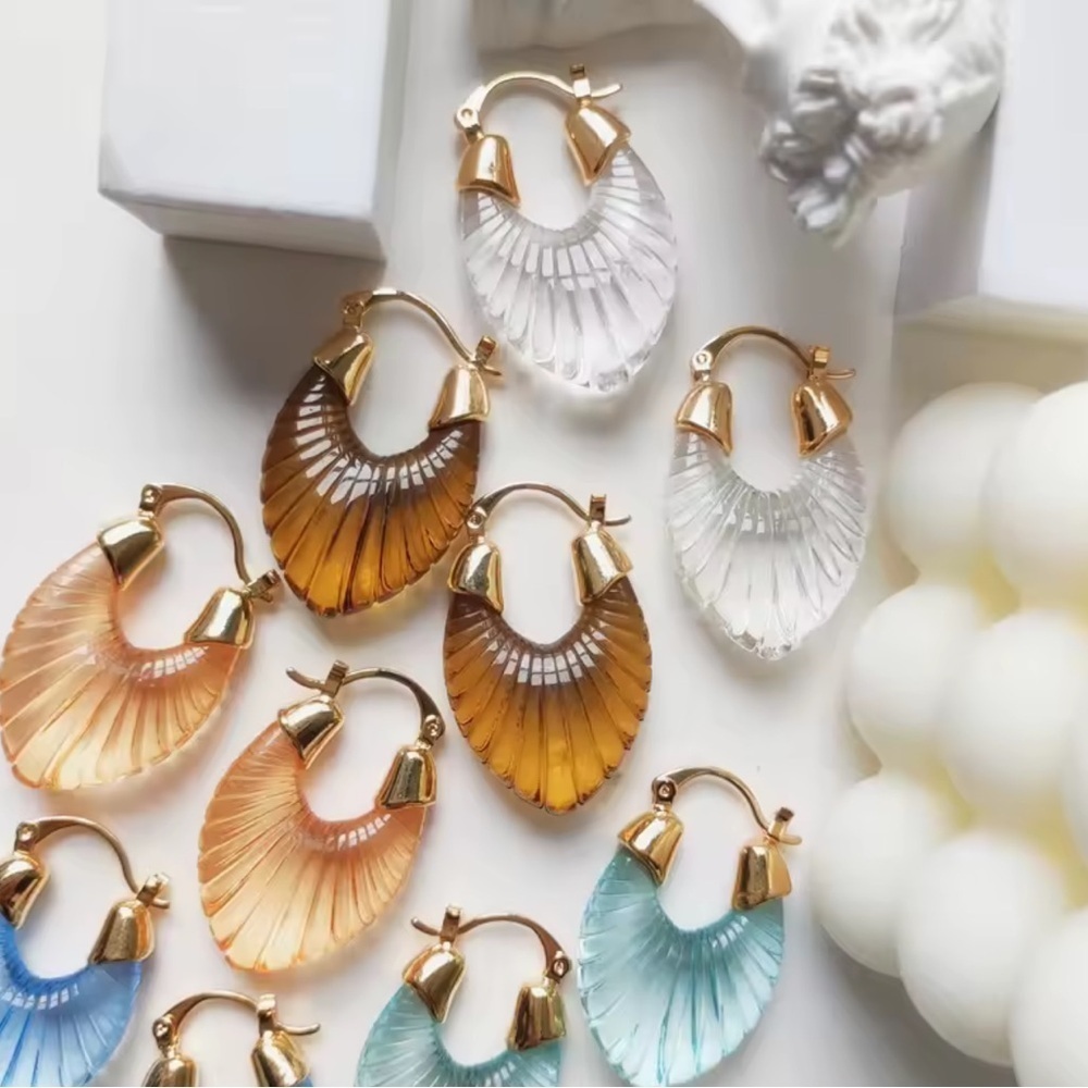 Gold Brown Shell Earrings